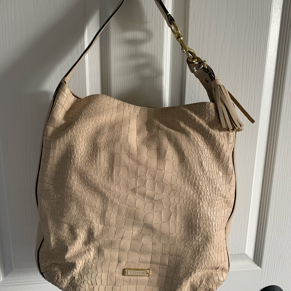 Coach cream colored hobo bag